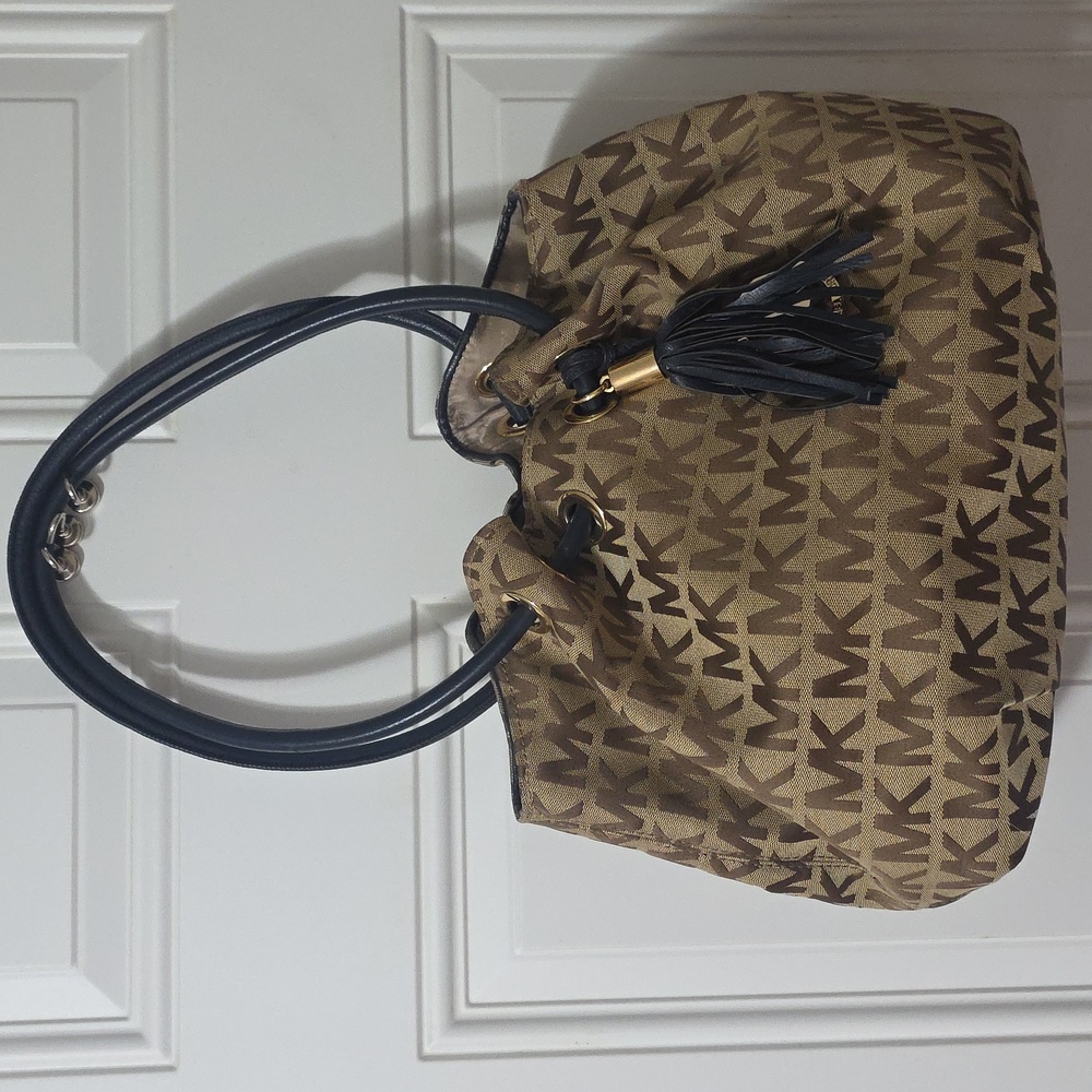 Michael Kors Signature Canvas East West Ring Handle Handbag